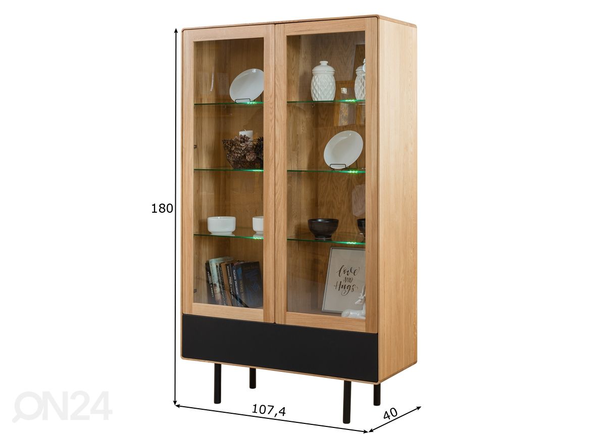Vitriinkapp Tokyo 107 cm suurendatud mõõdud