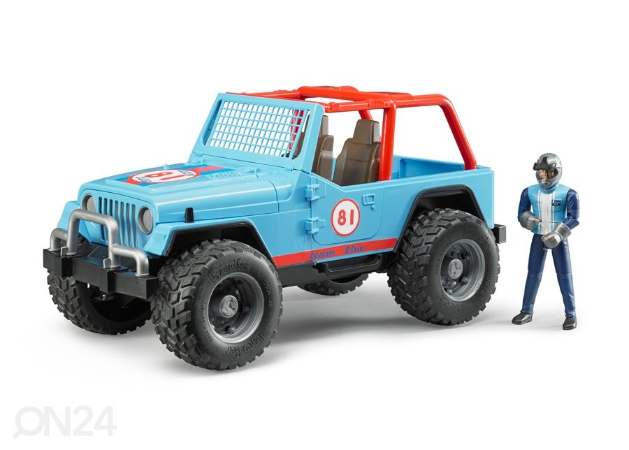 Võidusõidu Jeep figuuriga 1:16 Bruder suurendatud
