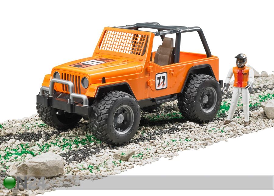 Võidusõidu Jeep figuuriga 1:16 Bruder suurendatud