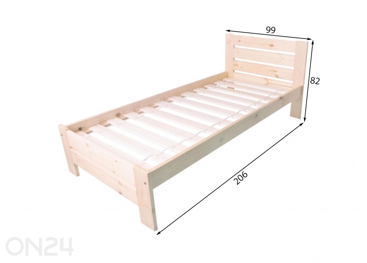 Voodi 90x200 cm suurendatud mõõdud