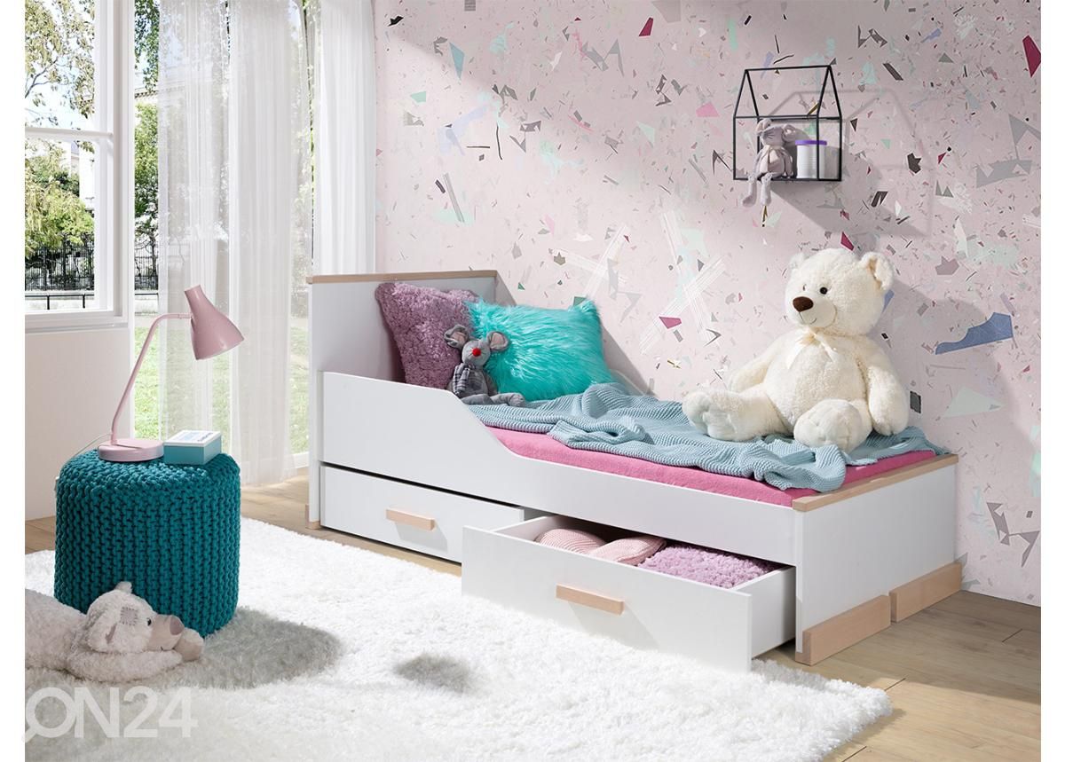 Voodi 90x200 cm + voodikastid suurendatud