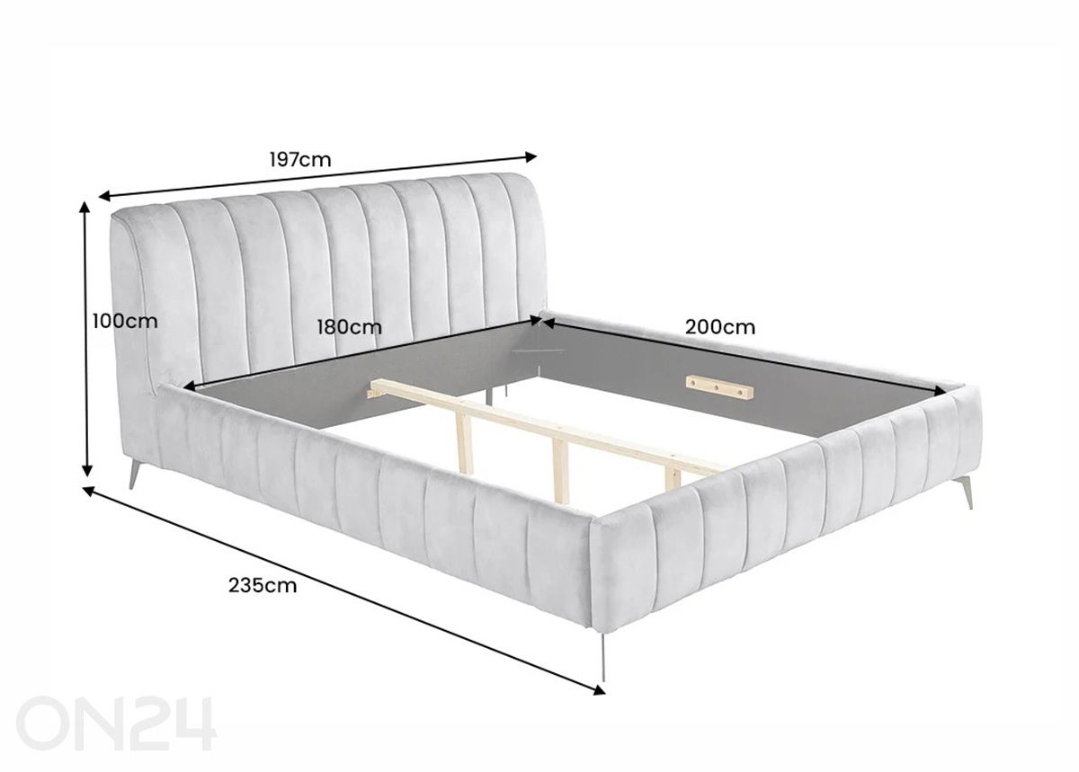 Voodi Amsterdam 180x200 cm suurendatud mõõdud