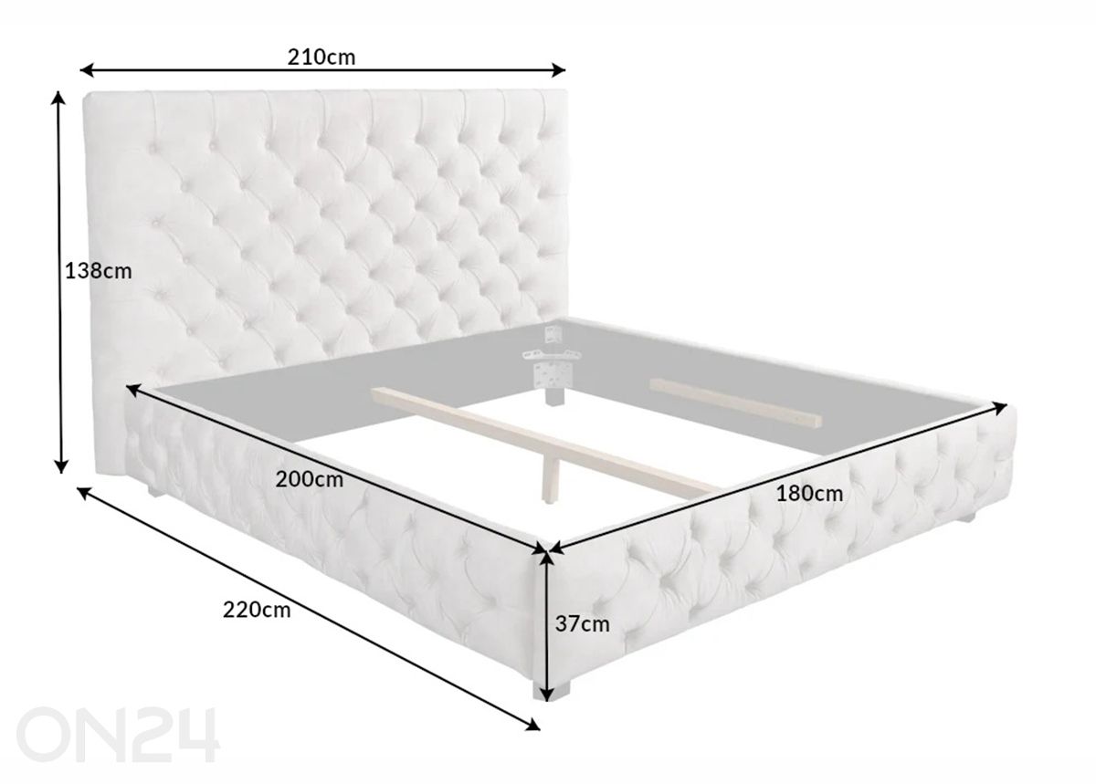 Voodi Chesterfiled 180x200 cm suurendatud mõõdud