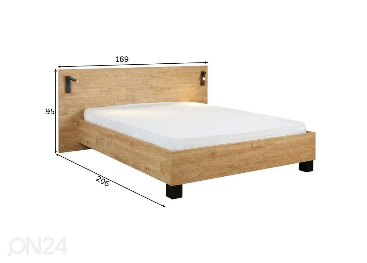 Voodi Clara 140x200 cm + valgustus suurendatud mõõdud