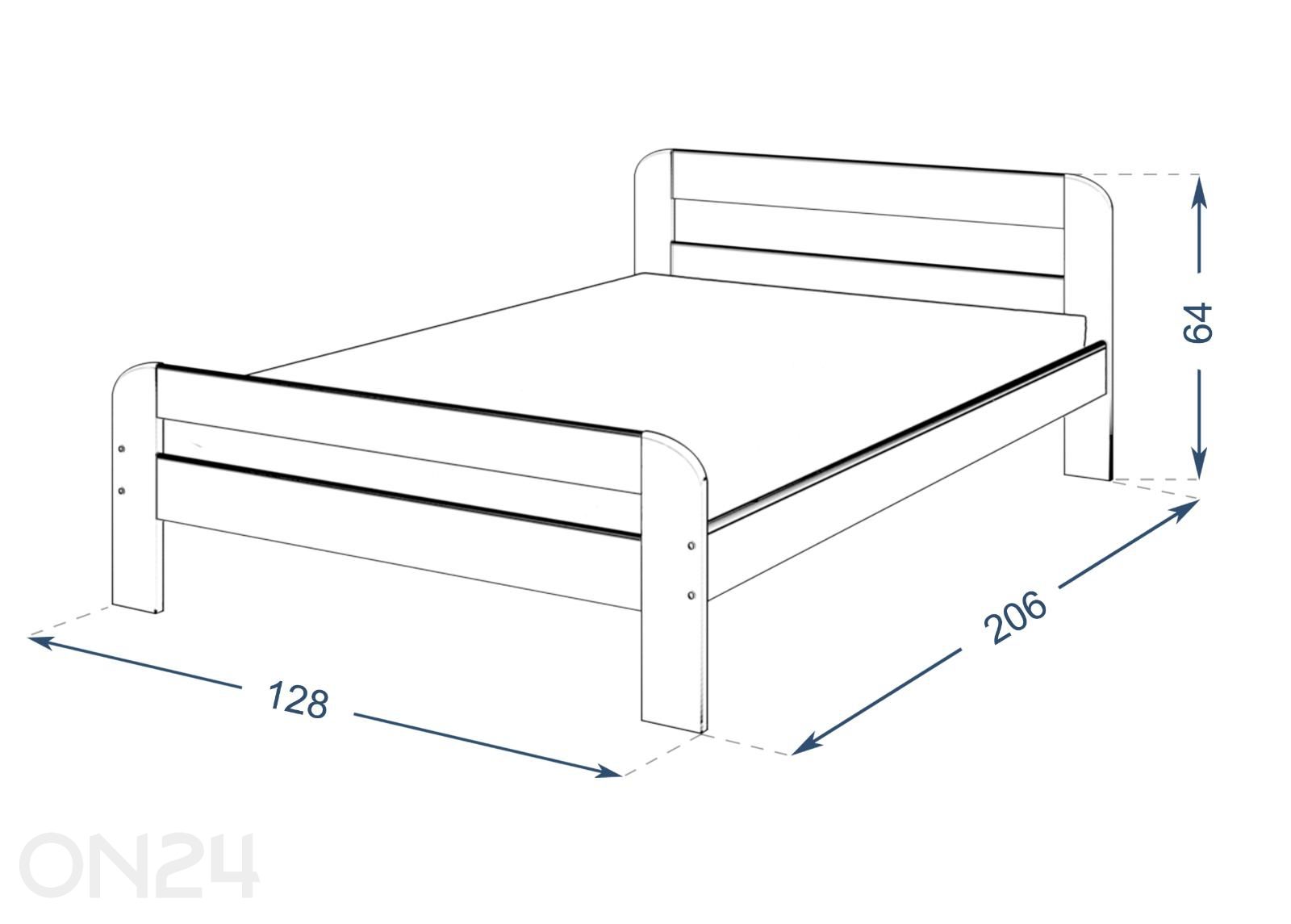Voodi Dallas 120x200 cm suurendatud mõõdud