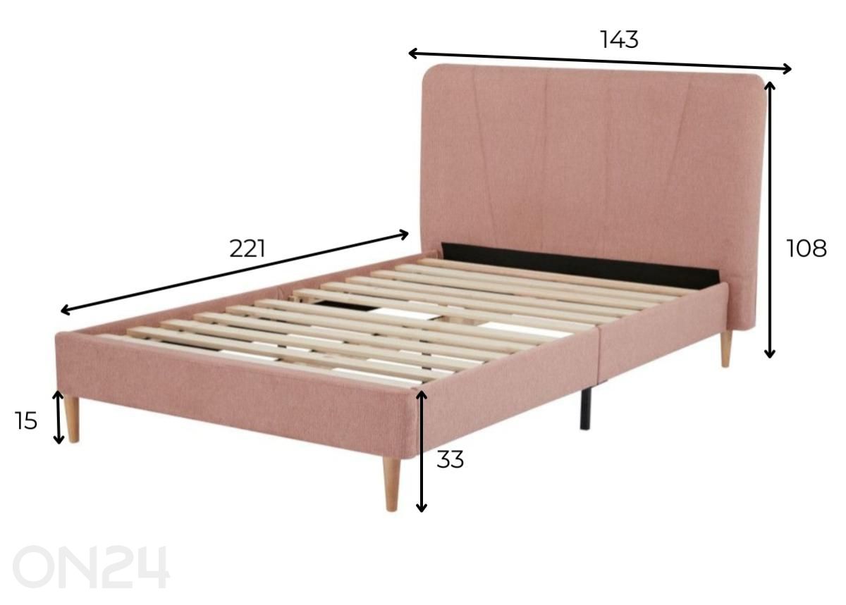 Voodi Elys 120x200 cm suurendatud mõõdud