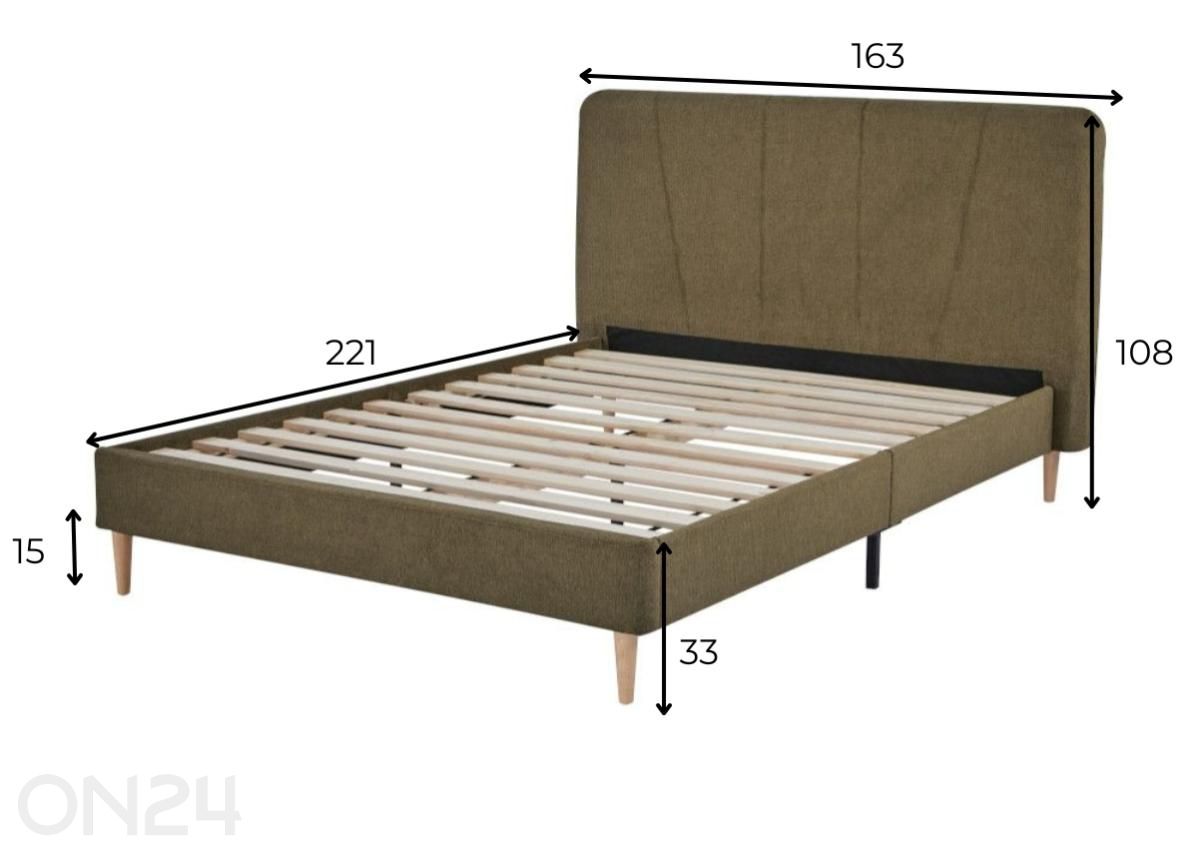 Voodi Elys 140x200 cm suurendatud mõõdud