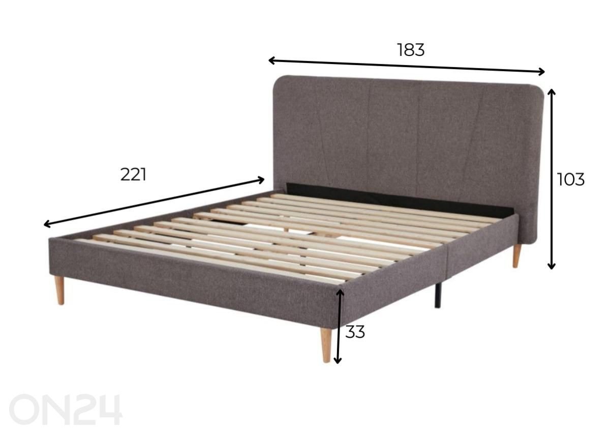 Voodi Elys 160x200 cm suurendatud mõõdud