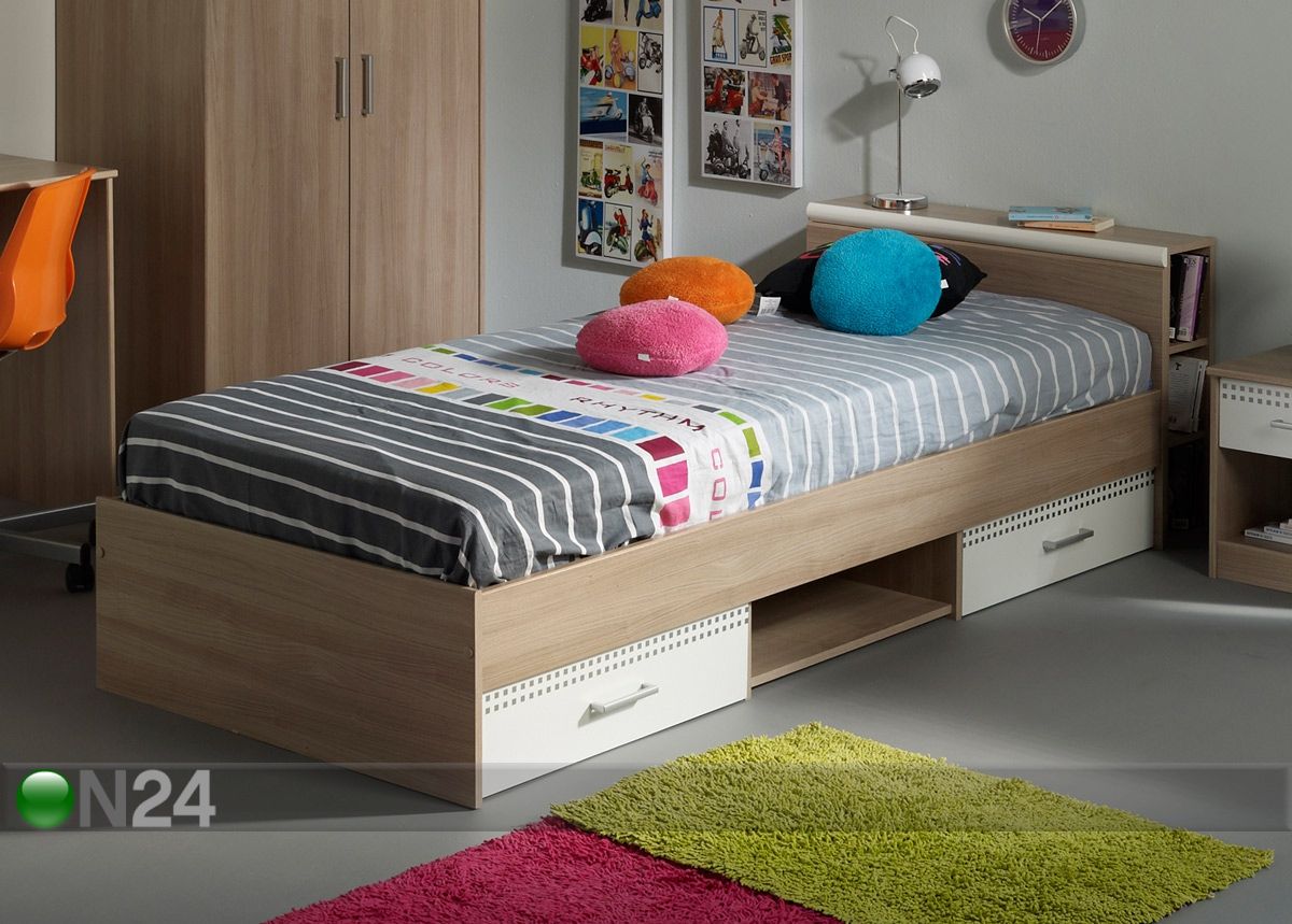 Voodi Giga 90x200 cm koos voodipeatsi riiuliga suurendatud