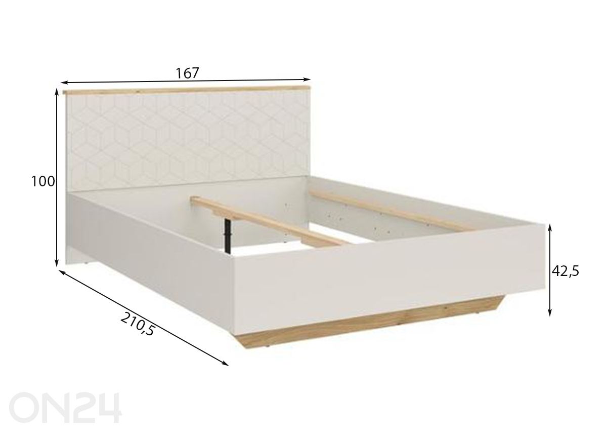 Voodi Glamour 160x200 cm suurendatud mõõdud