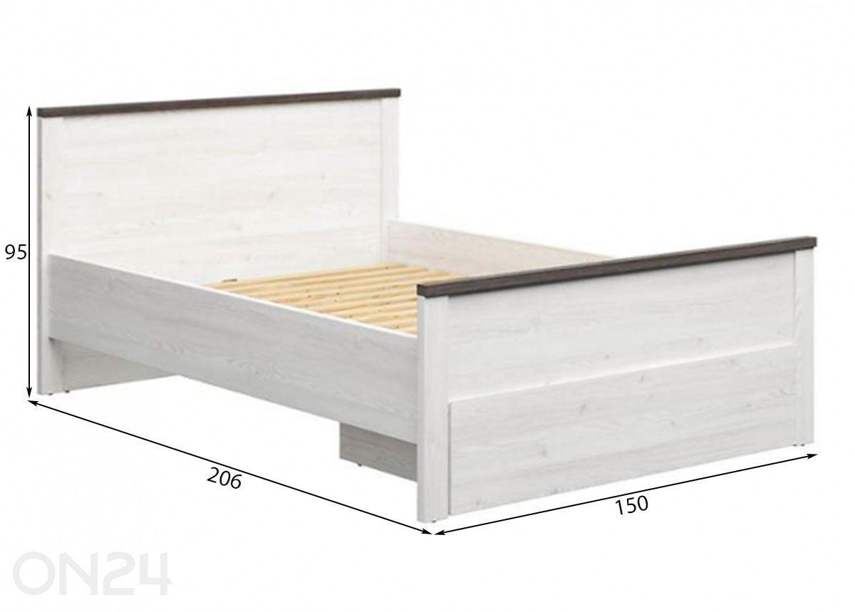 Voodi Hesen 140x200 cm suurendatud mõõdud