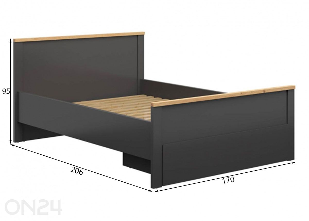 Voodi Hesen 160x200 cm suurendatud mõõdud