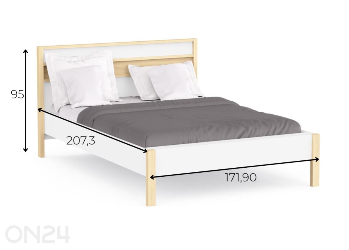 Voodi Heva 160x200 vicenza tamm/valge suurendatud mõõdud