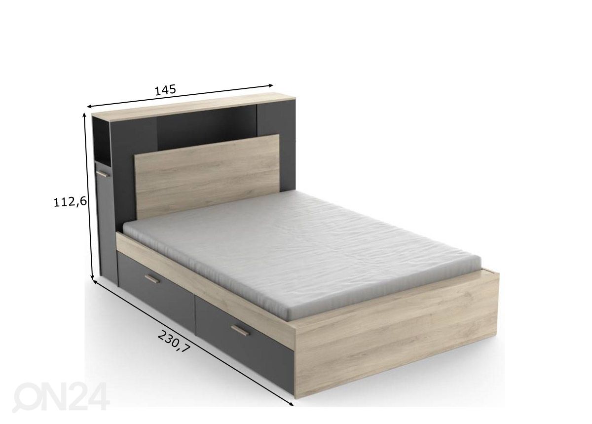 Voodi Life sahtlitega 140x190/200 cm suurendatud mõõdud