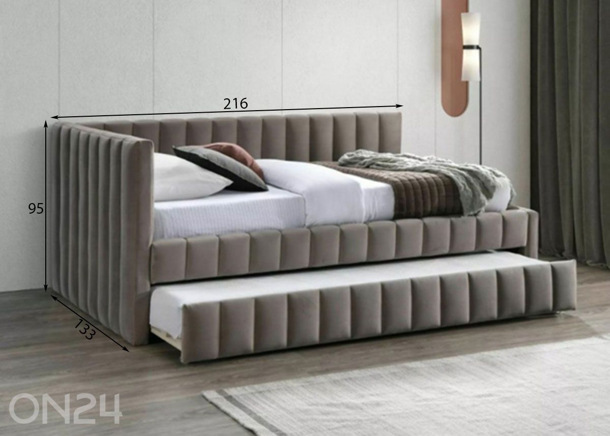 Voodi lisavoodiga Alfie 120x200 cm suurendatud mõõdud