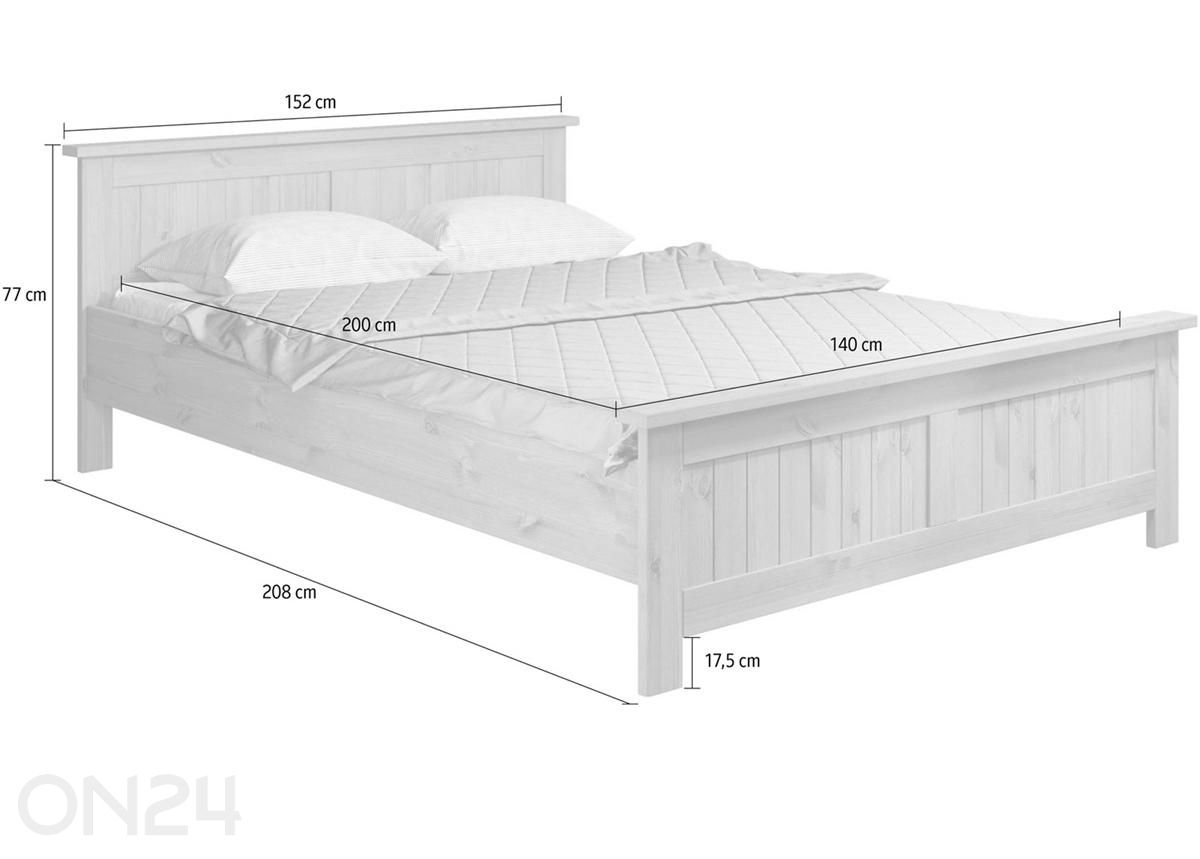 Voodi Lote 140x200 cm suurendatud mõõdud