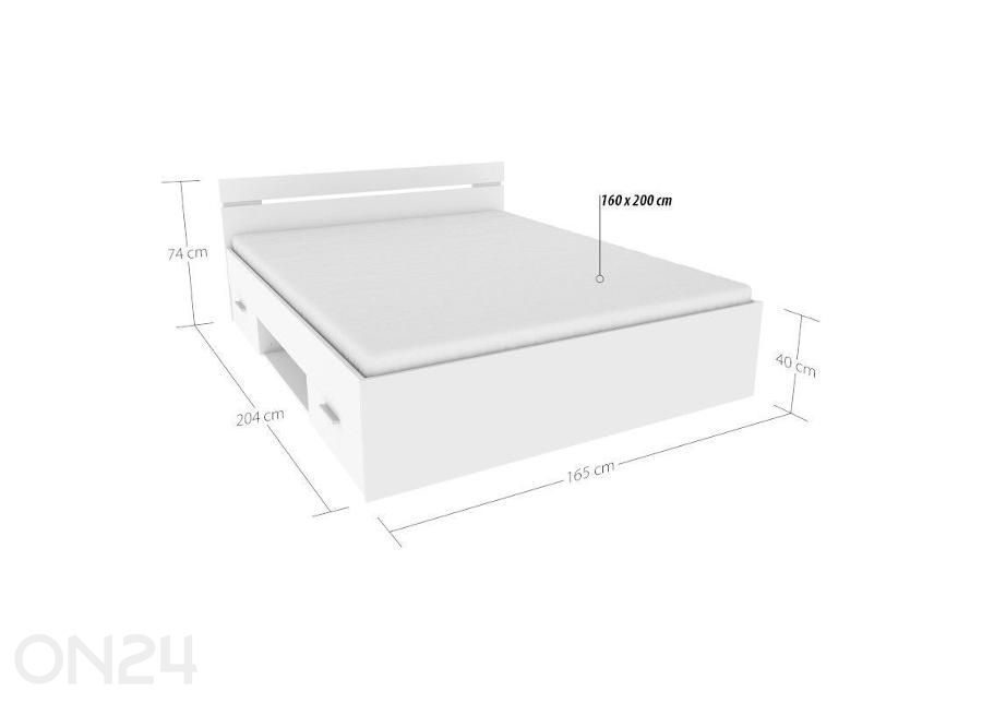 Voodi Michigan 160x200 cm suurendatud mõõdud