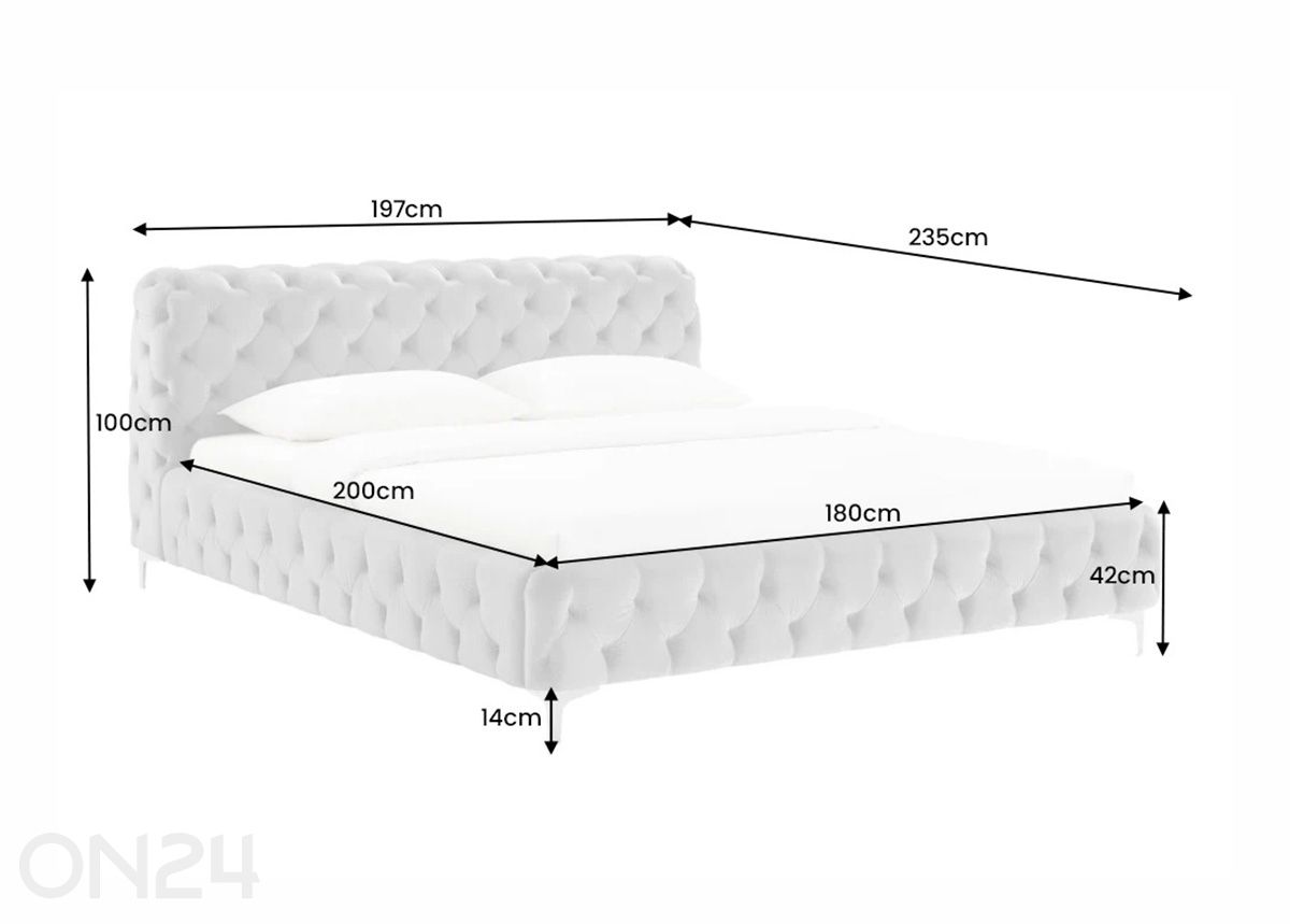 Voodi Modern Barock 180x200 cm suurendatud mõõdud