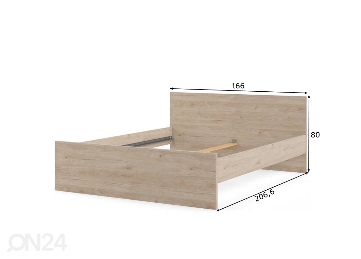 Voodi Naia 160x200 cm, hickory suurendatud mõõdud