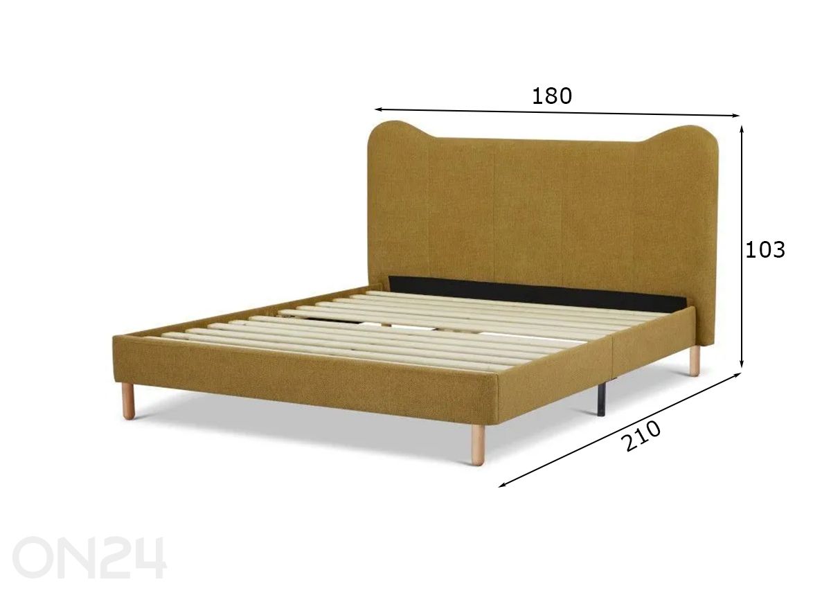 Voodi Oore 160x200 kollane suurendatud mõõdud