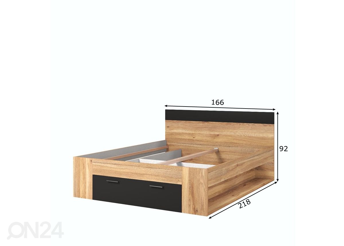 Voodi pesukastiga Betty 160x200 cm suurendatud mõõdud