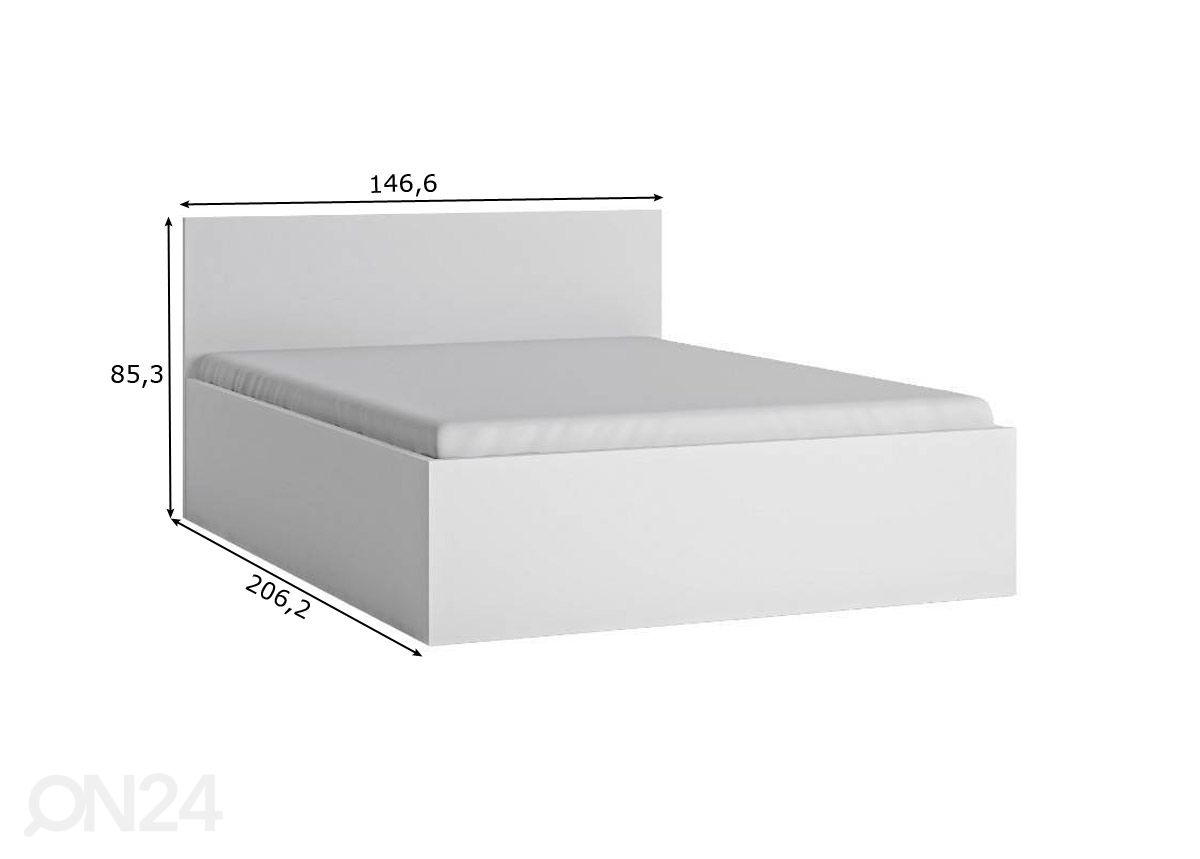 Voodi pesukastiga Fribo 140x200 cm suurendatud mõõdud
