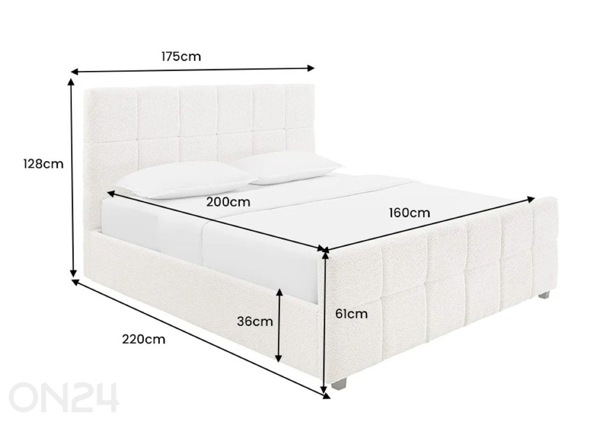 Voodi Prestige 160x200 cm suurendatud mõõdud