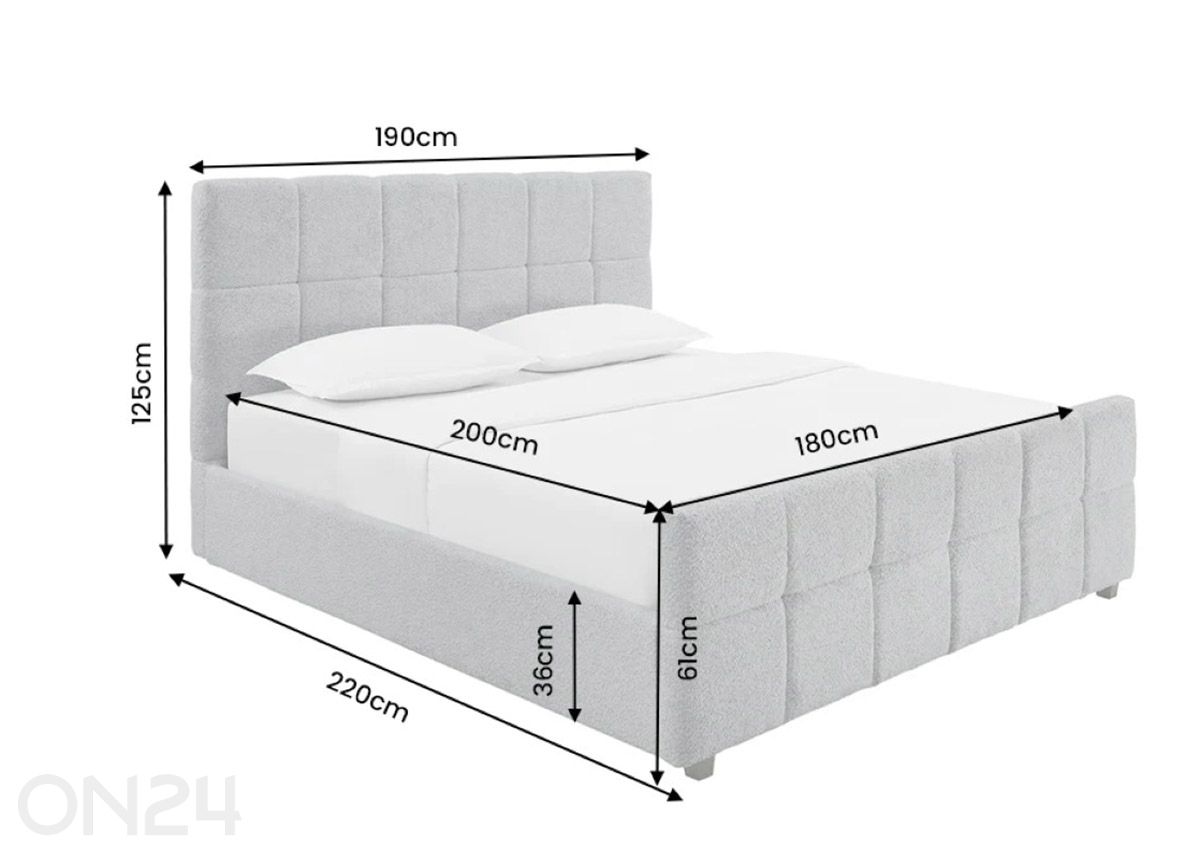 Voodi Prestige 160x200 cm suurendatud mõõdud
