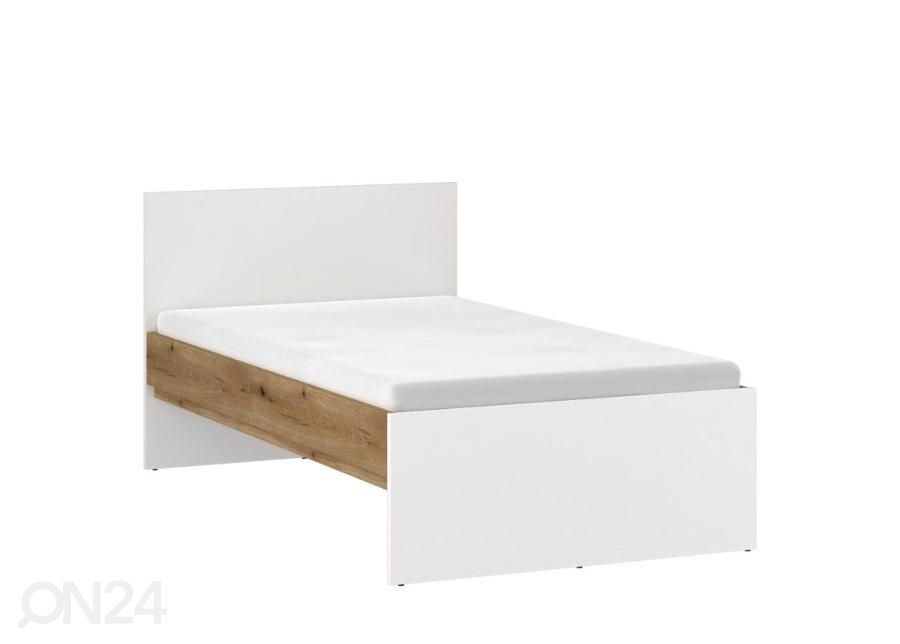 Voodi Ricko 90x200 cm, valge/tamm suurendatud