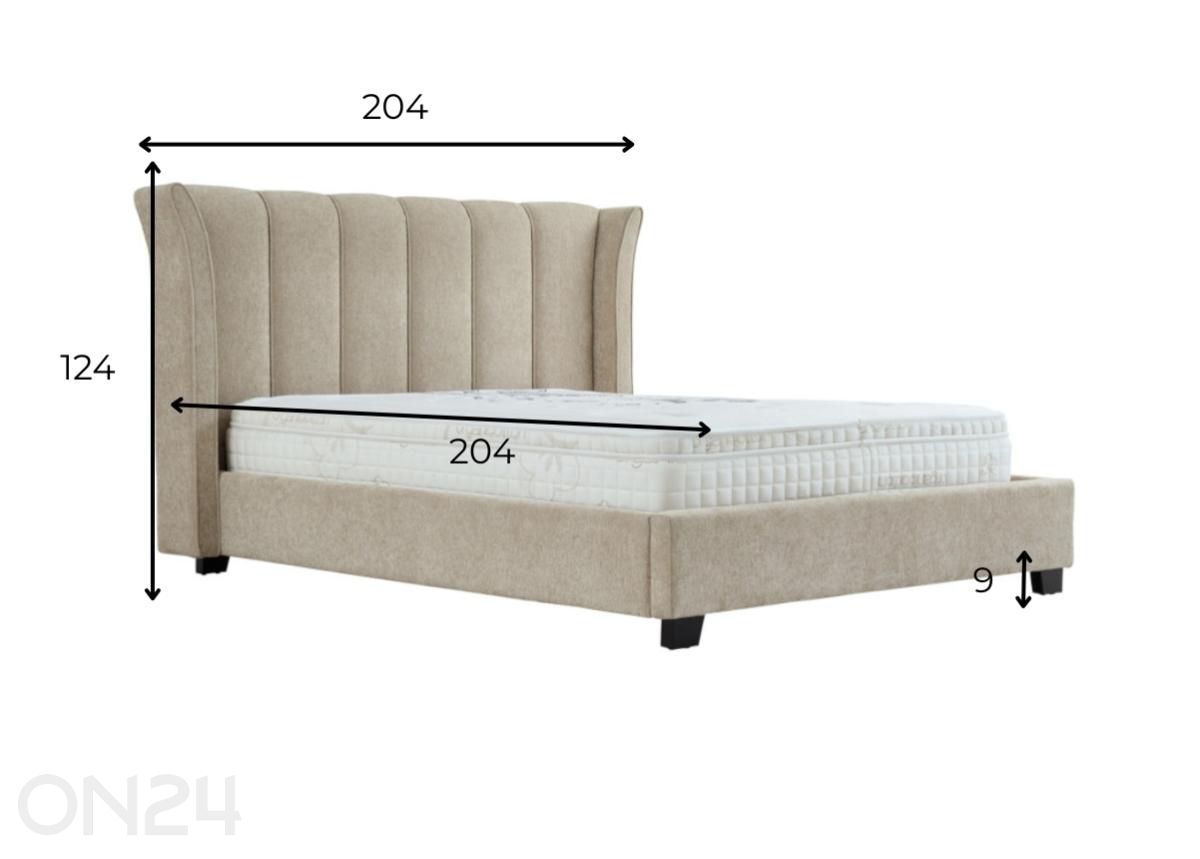 Voodi Rolden 160x200 cm suurendatud mõõdud