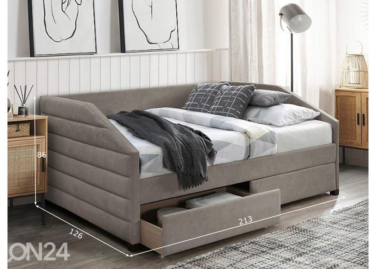 Voodi sahtlitega 120x200 cm suurendatud mõõdud