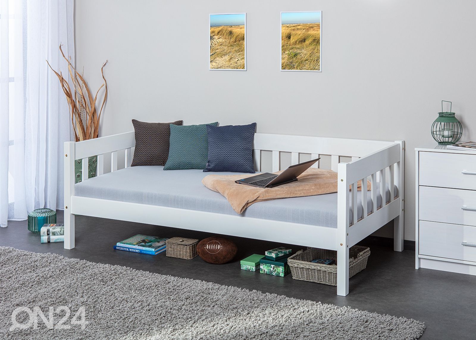 Voodi Sintro 90x200 cm, valge suurendatud
