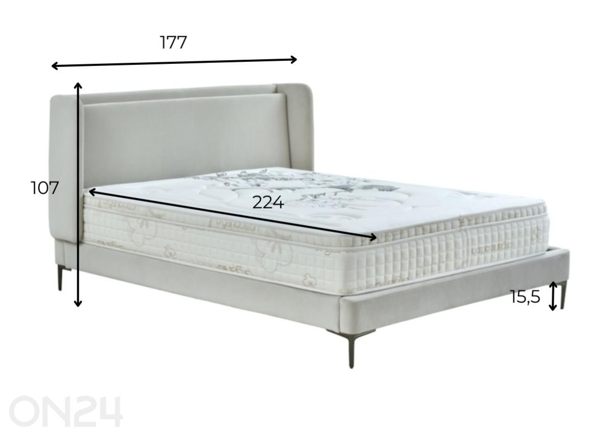 Voodi Sirell 160x200 cm suurendatud mõõdud