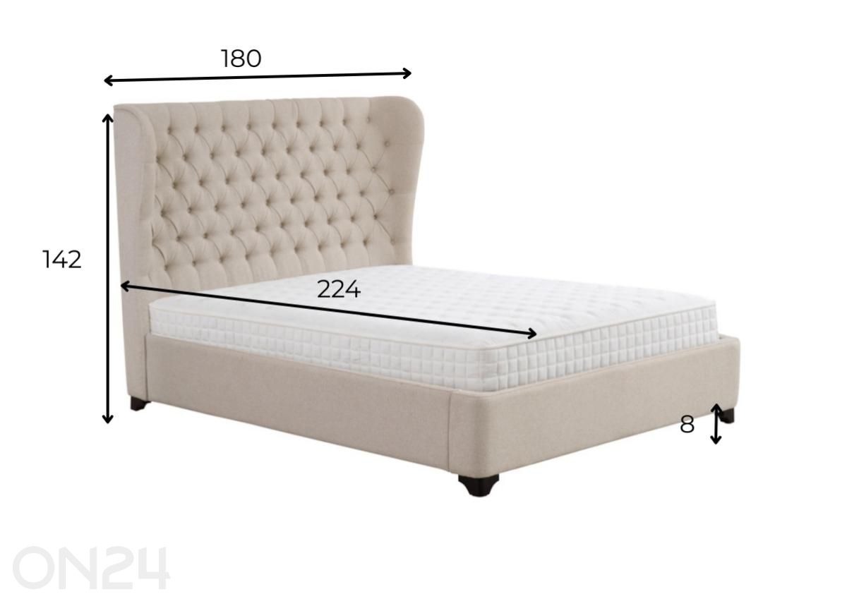 Voodi Stepha 160x200 cm suurendatud mõõdud