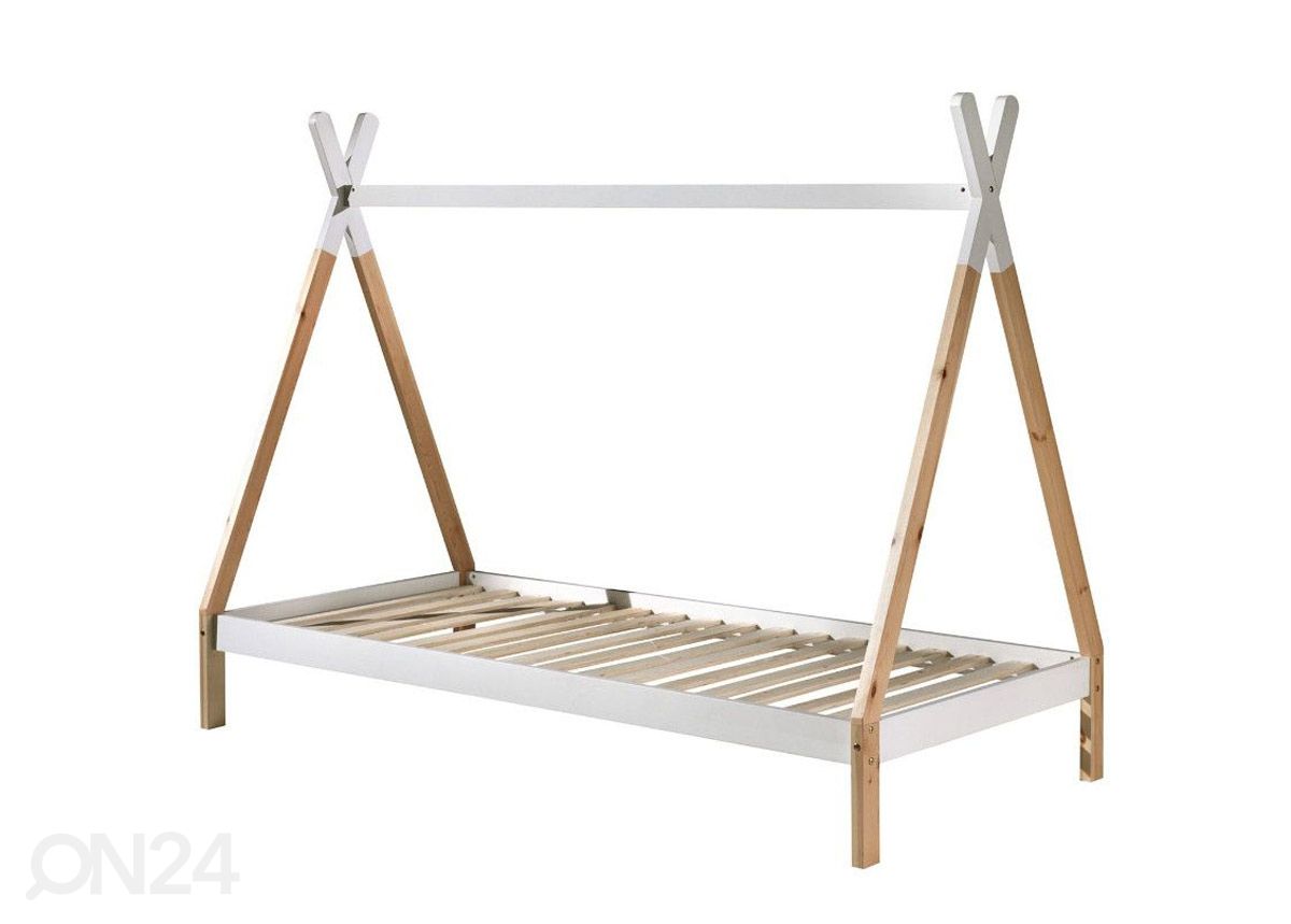 Voodi Tipi 90x200 cm, valge/naturaalne suurendatud