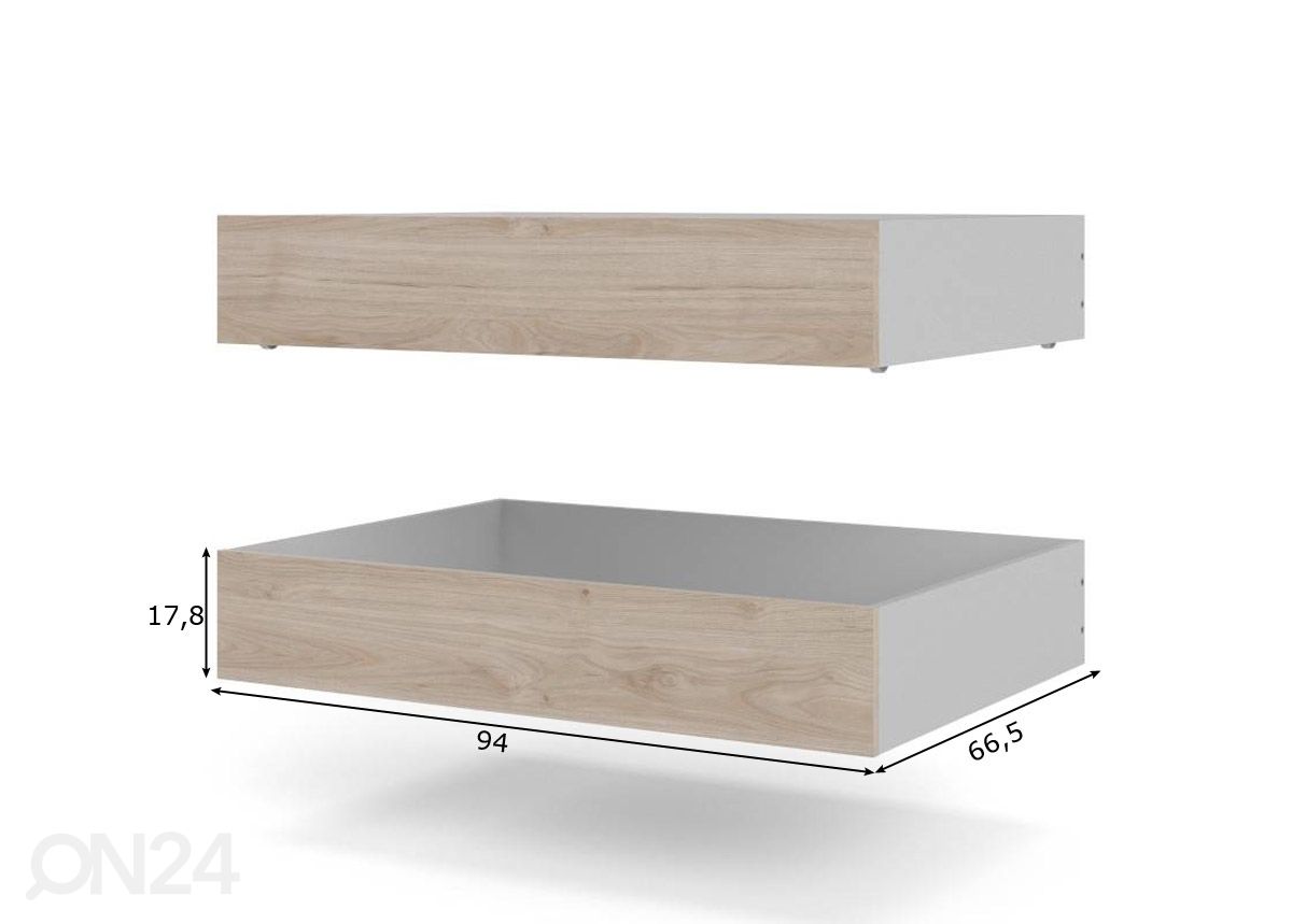 Voodikastid Naia 94 cm, 2 tk hickory suurendatud mõõdud