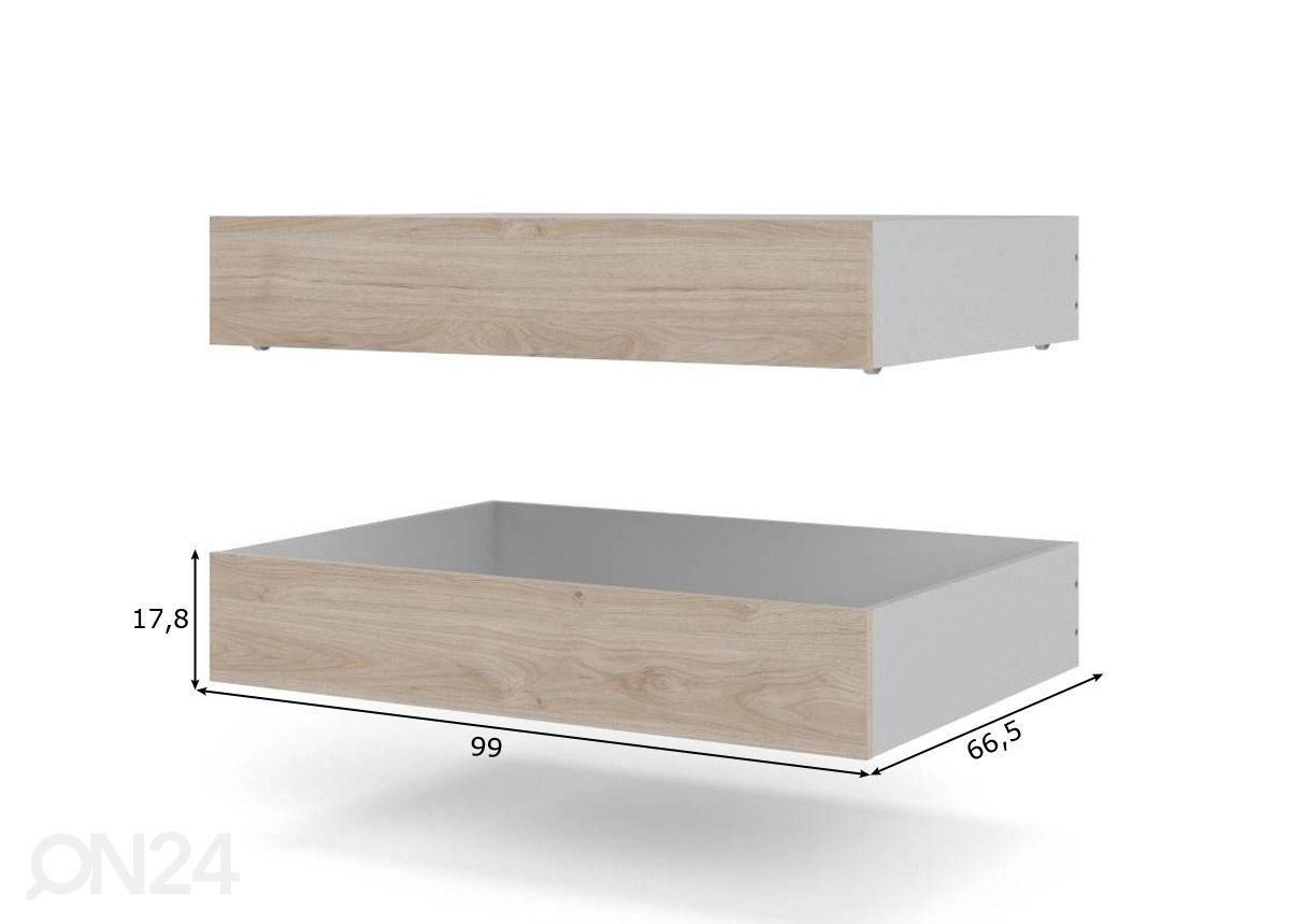 Voodikastid Naia 99 cm, 2 tk hickory suurendatud mõõdud
