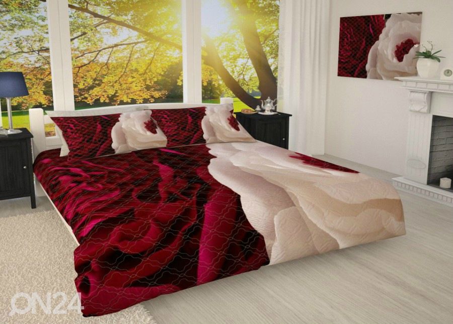 Voodikate Valge ja bordoo 215x240 cm suurendatud