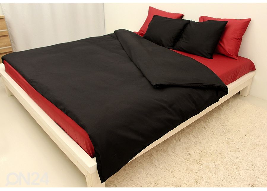 Voodipesukomplekt Black-Red satään 220x210cm suurendatud