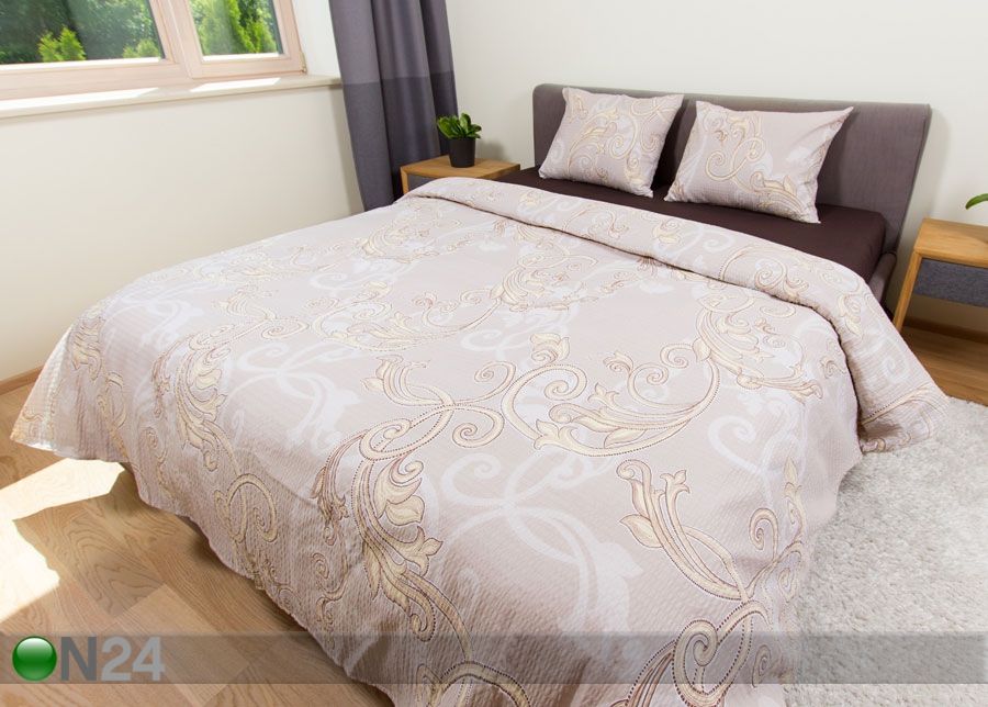 Voodipesukomplekt kortsukangast Beige 220x210 cm suurendatud