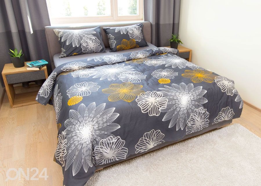Voodipesukomplekt Navy Flora 240x210 cm suurendatud