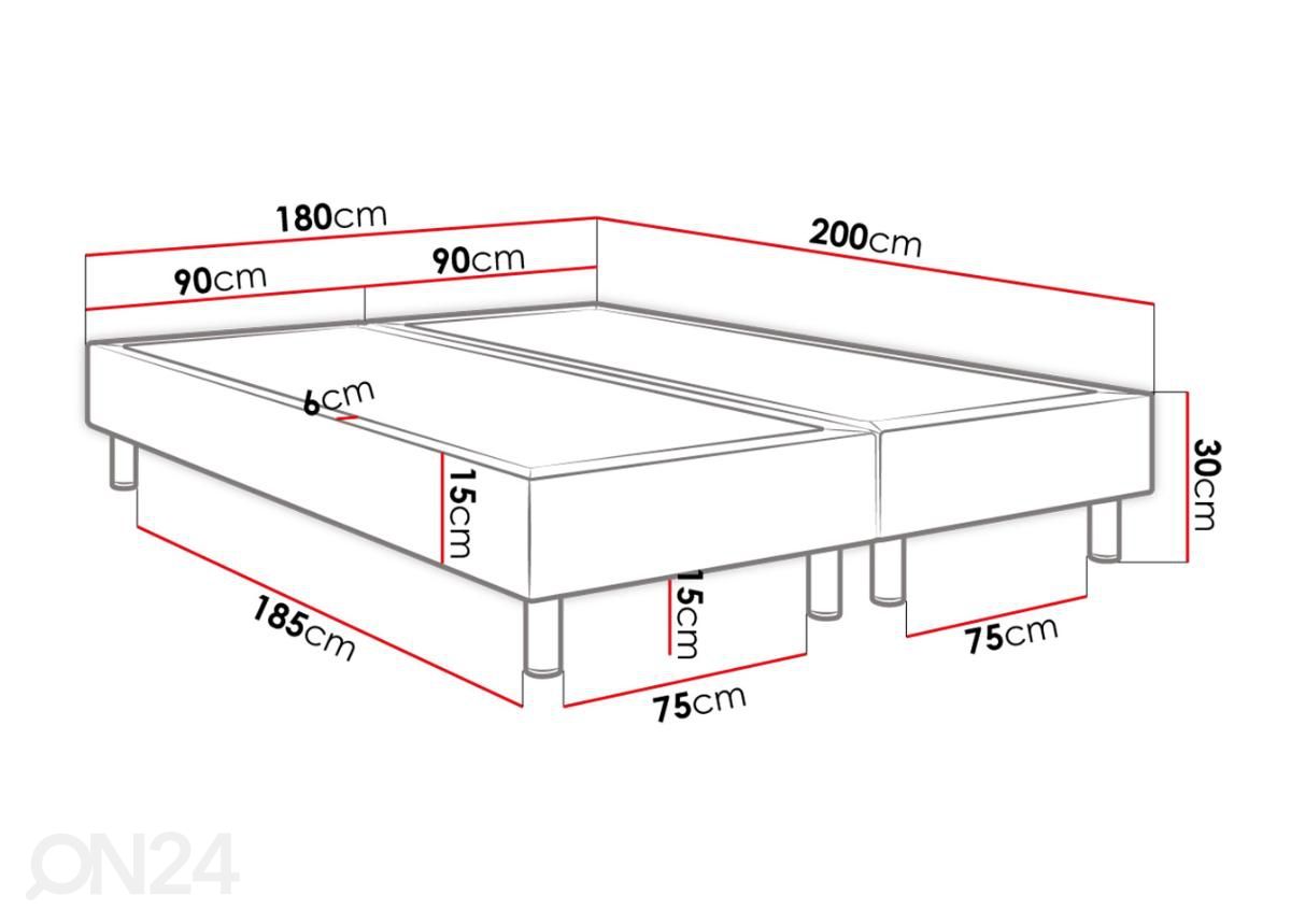 Voodiraam 180x200 cm suurendatud mõõdud