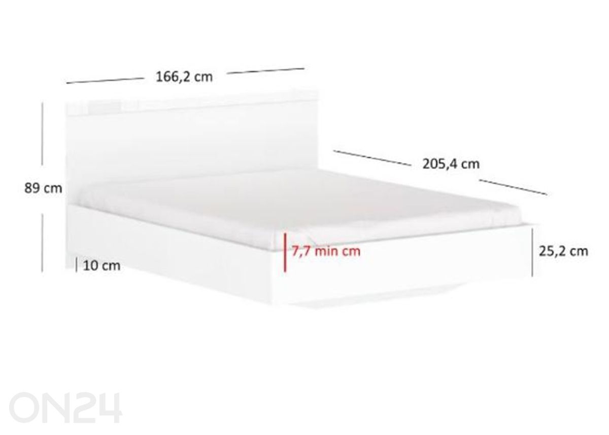 Voodiraam Lingo 160x200 cm suurendatud mõõdud