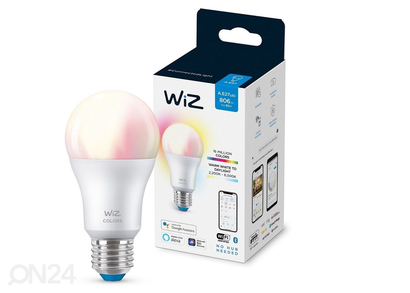 Wiz Wi-Fi elektripirn 60 W A60 E27 RGB 2200-6500K suurendatud