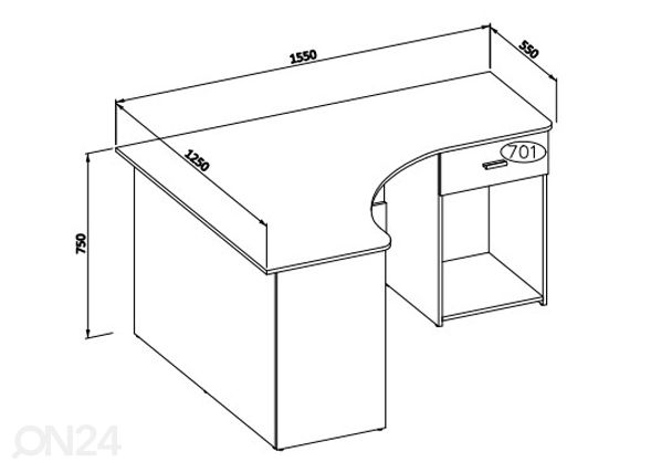 Kirjutuslaud 155x125 cm