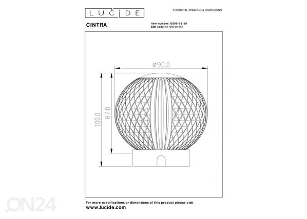 Laualamp Cintra laetav 1x1,5W 3000K - 3 StepDim
