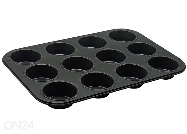 Muffinipann Black metallic 12 pesaga