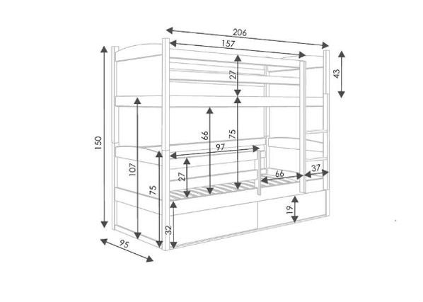 Narivoodi komplekt 90x200 cm