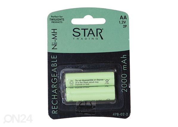 Päikeseenergiaga laetav Ni-MH aku AA 1,2 V (2 tk)