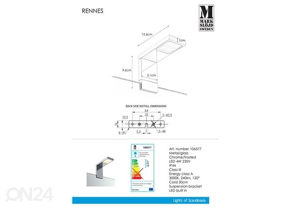 Peeglivalgusti Rennes